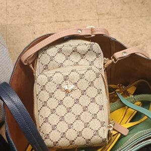 Elegant Beige and Brown Patterned Women's Bag